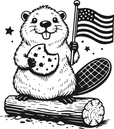 Cute Beaver Holding American Flag Free SVG File – 4th of july, clipart