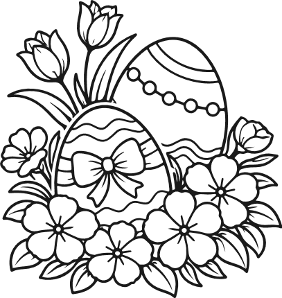 Decorative Floral Easter Eggs Free SVG File for Members – Easter Egg with Flowers clipart