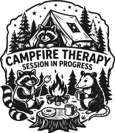 Campfire Therapy Session In Progress Free SVG File for Members – Funny Camping Quote