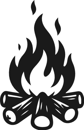 Camping Fire silhouette free svg file - outdoor campfire clipart image