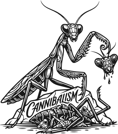 Praying Mantis Cannibalism Free SVG File – Dark Insect Predator Clipart