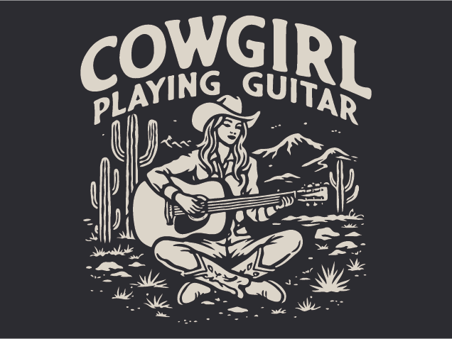 Cowgirl Playing Guitar, western tshirt design - Free SVG File for Members