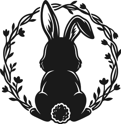 Bunny Silhouette Floral Wreath Free SVG File for Members – Easter design
