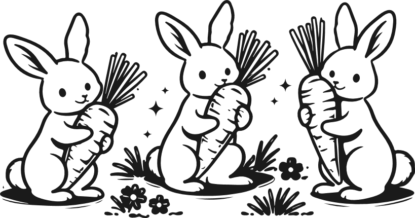 Adorable Rabbits holding carrot Free SVG File for Members – Easter bunny clipart