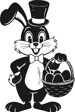 Cute Cartoon Easter Bunny Holding Egg basket Free SVG File – bunny clipart