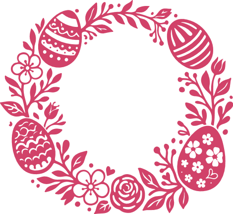 Floral Easter Egg Wreath Free SVG File for Members – easter frame clipart