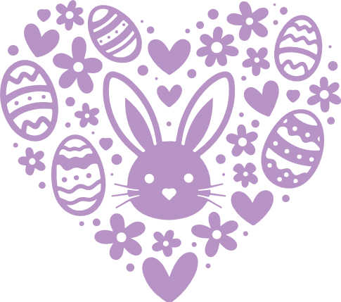 Easter Bunny with Eggs, Flowers, hearts Free SVG File – easter heart clipart