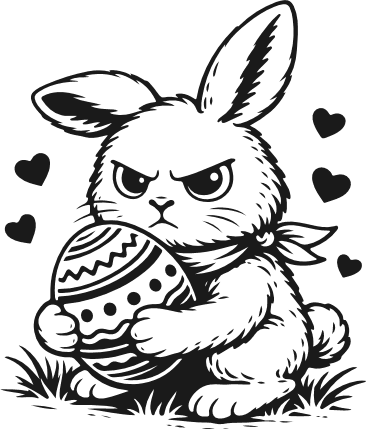 Angry Easter Bunny Holding an Egg Free SVG File for Members – Bunny clipart