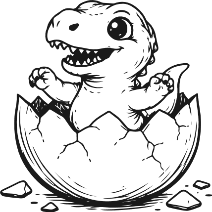 Cute Baby T-Rex Hatching from Egg Free SVG File – Easter clipart