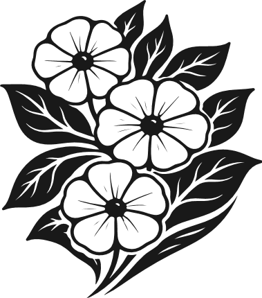 Flower Cluster With Leaves Free SVG File for Members – minimalist floral clipart