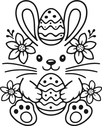 Floral Bunny holding easter egg Free SVG File for Members – Easter bunny clipart