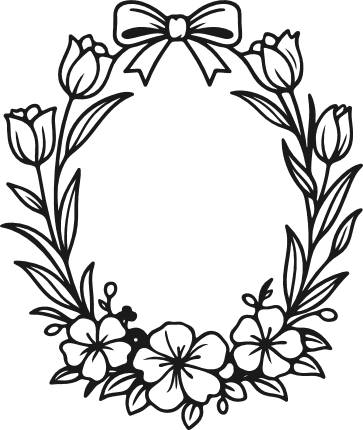 Floral Frame with Bow and Tulips Free SVG File for Members – Wreath clipart