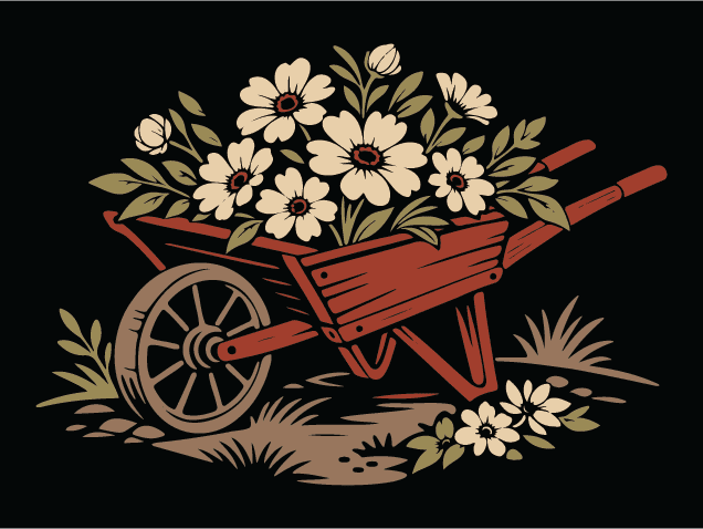 Wheelbarrow filled with flowers Free SVG File for Members – Gardening clipart