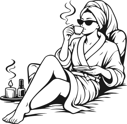 Relaxing Spa Girl Drinking Coffee Free SVG File for Members – spa girl clipart