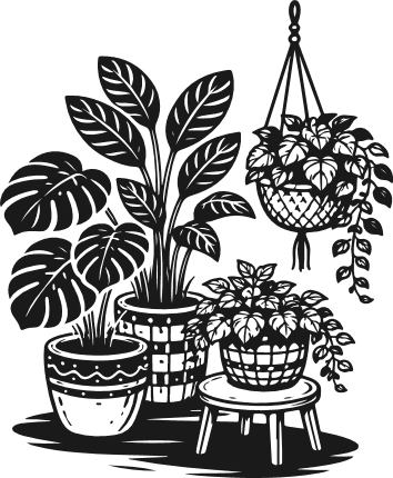 Indoor plants in decorative pots Free SVG File for Members – Hanging Planter clipart