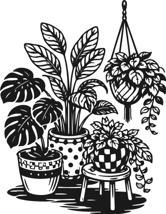 Monstera and Hanging Planter Free SVG File for Members – indoor plants clipart