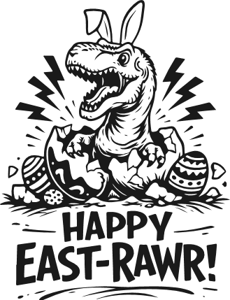 Happy East-Rawr Free SVG File – Funny Dinosaur Easter Design