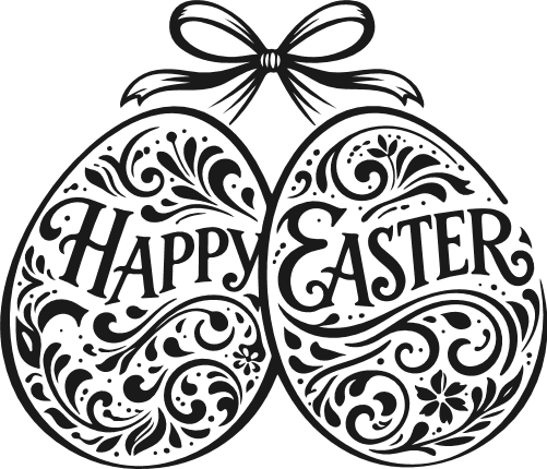 Happy Easter eggs and bow Free SVG File for Members – easter sign