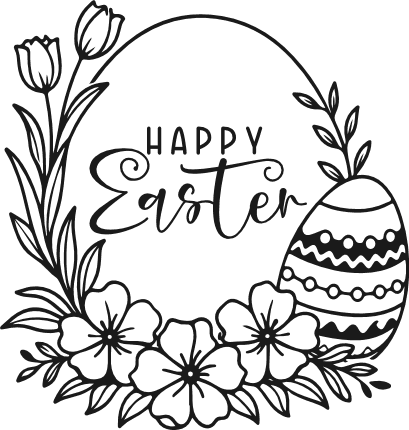 Happy Easter, Flowers frame Free SVG File for Members – easter card design