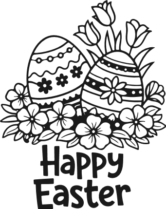 Happy Easter, floral eggs Free SVG File for Members – easter sign
