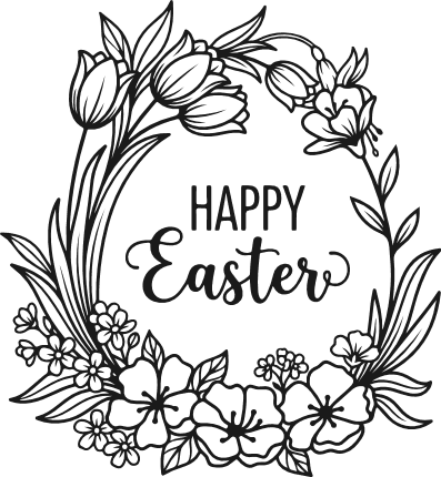 Happy Easter Floral frame Free SVG File for Members – easter card design