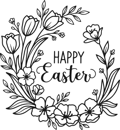 Happy Easter Floral Wreath Free SVG File for Members – easter sign
