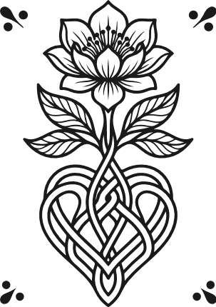 Intricate Floral Line Art and Heart Free SVG File for Members – Floral Heart Clipart