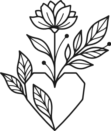 Minimalist Flower and Geometric heart Free SVG File for Members – Floral Heart clipart