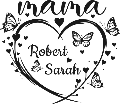Mama heart Free SVG File for Members – customized names mother's day gift