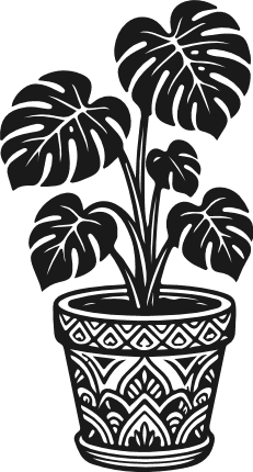 Monstera Plant Free SVG File for Members – Potted Tropical Houseplant Clipart
