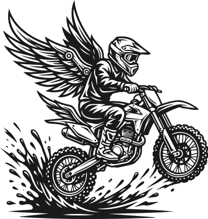 Winged Dirt Bike Rider Free SVG File for Members – Motocross Angel Rider clipart