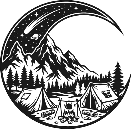 Starry night camping scene Free SVG File for Members – outdoor wall sticker