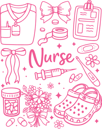 Cute Pink Nurse Icons, Scrubs, Crocs, injection Free SVG File for Members – medical clipart