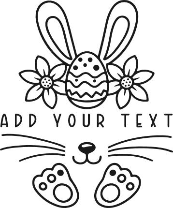 Floral Easter Bunny face and egg Free SVG File for Members – custom text Easter design