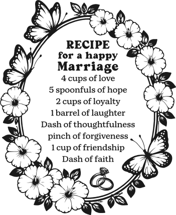 Recipe For A Happy Marriage Free SVG File for Members – Wedding decor