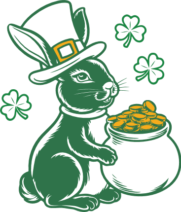 Leprechaun Hat Rabbit holding gold pot Free SVG File – St Patrick’s bunny clipart