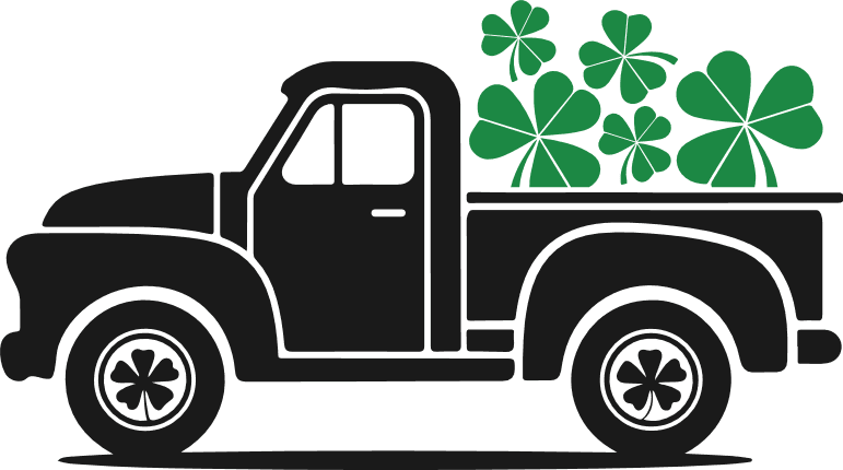 Truck Loaded with Shamrock Leaves Free SVG File for Members - St. Patrick's day clipart