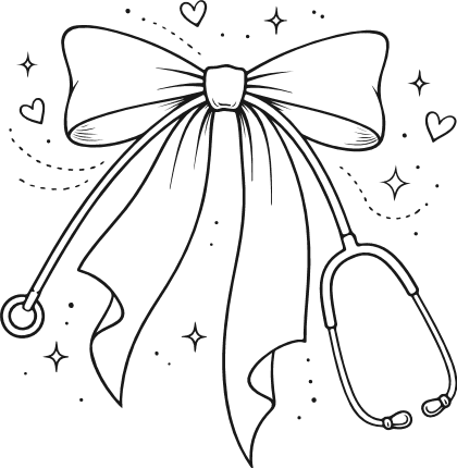 Stethoscope with Ribbon Bow Free SVG File for Members – nurse appreciation, clipart