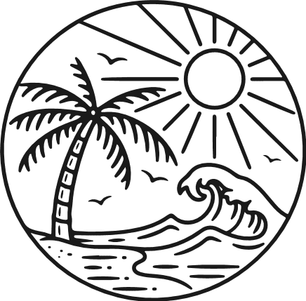 Beach scene in round frame Free SVG File for Members – beach clipart