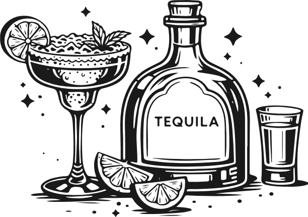 Tequila Bottle and Margarita Glass Free SVG File for Members – Cocktail Drink clipart