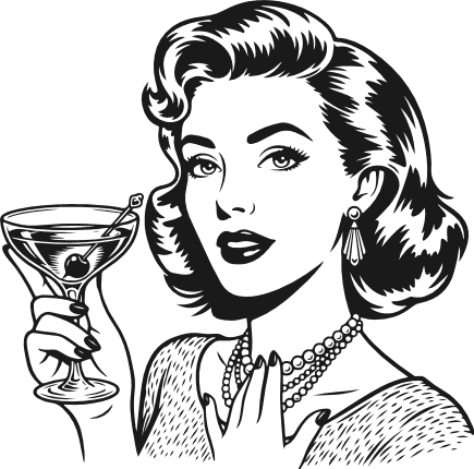 Vintage Woman Drinking Martini Free SVG File for Members – Retro Cocktail Lady clipart