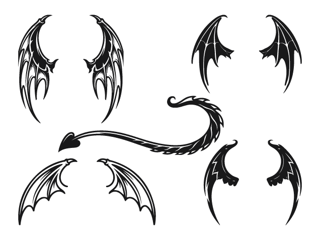 Dragon Wings and Tail silhouette Free SVG File Bundle for Members – clipart image