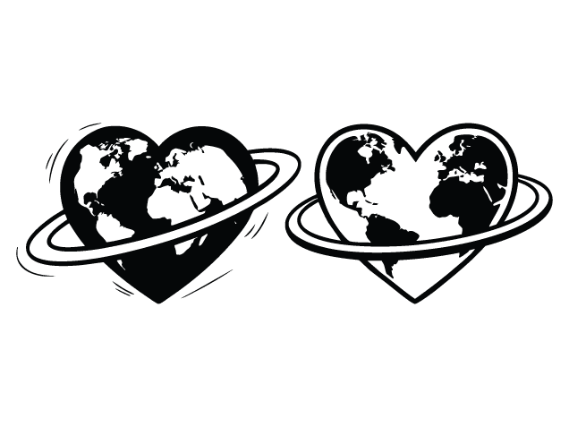 Planet Earth Heart shaped with orbit ring Free SVG File – Earth Day clipart
