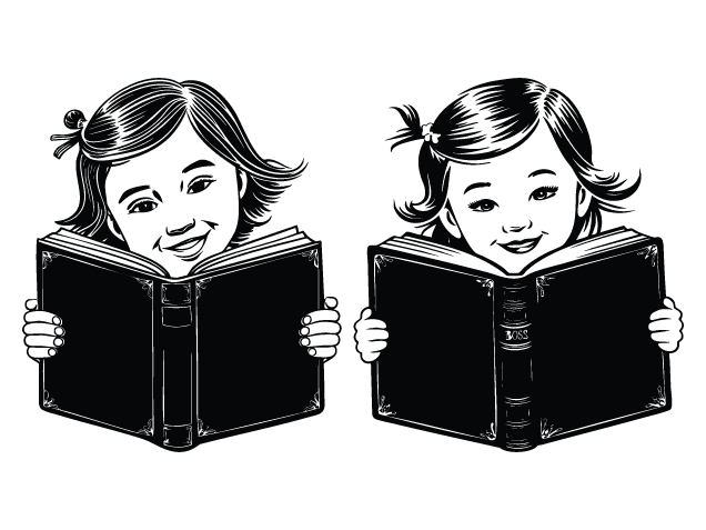 Cute Girl reading a book Free SVG File – school decor, reading girl clipart