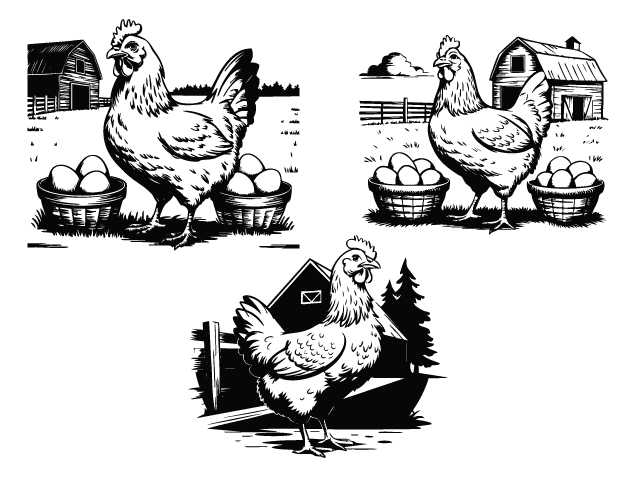 Farm Chicken with Eggs Free SVG File Bundle – Rustic Barnyard clipart