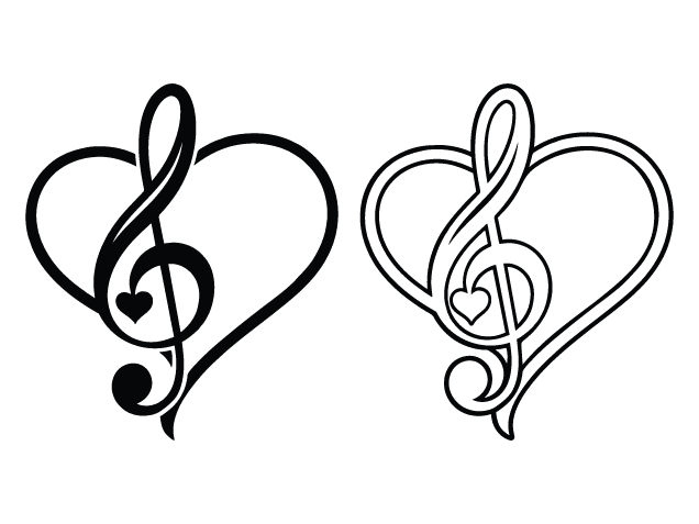 Heart with Treble Clef Free SVG File for Members – Music heart clipart