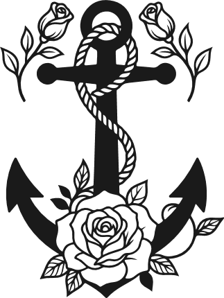 Anchor With Rope and Roses Free SVG File for Members – cruising, floral anchor clipart