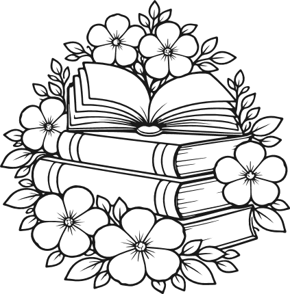 Stack of Books With Flowers Free SVG File for Members – floral book clipart
