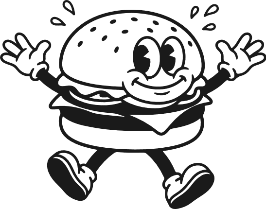 Playful cartoon burger jumping Free SVG File for Members – Burger Mascot clipart