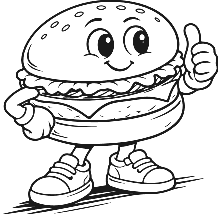 Cute cartoon burger character giving thumbs up Free SVG File for Members – Burger Mascot clipart